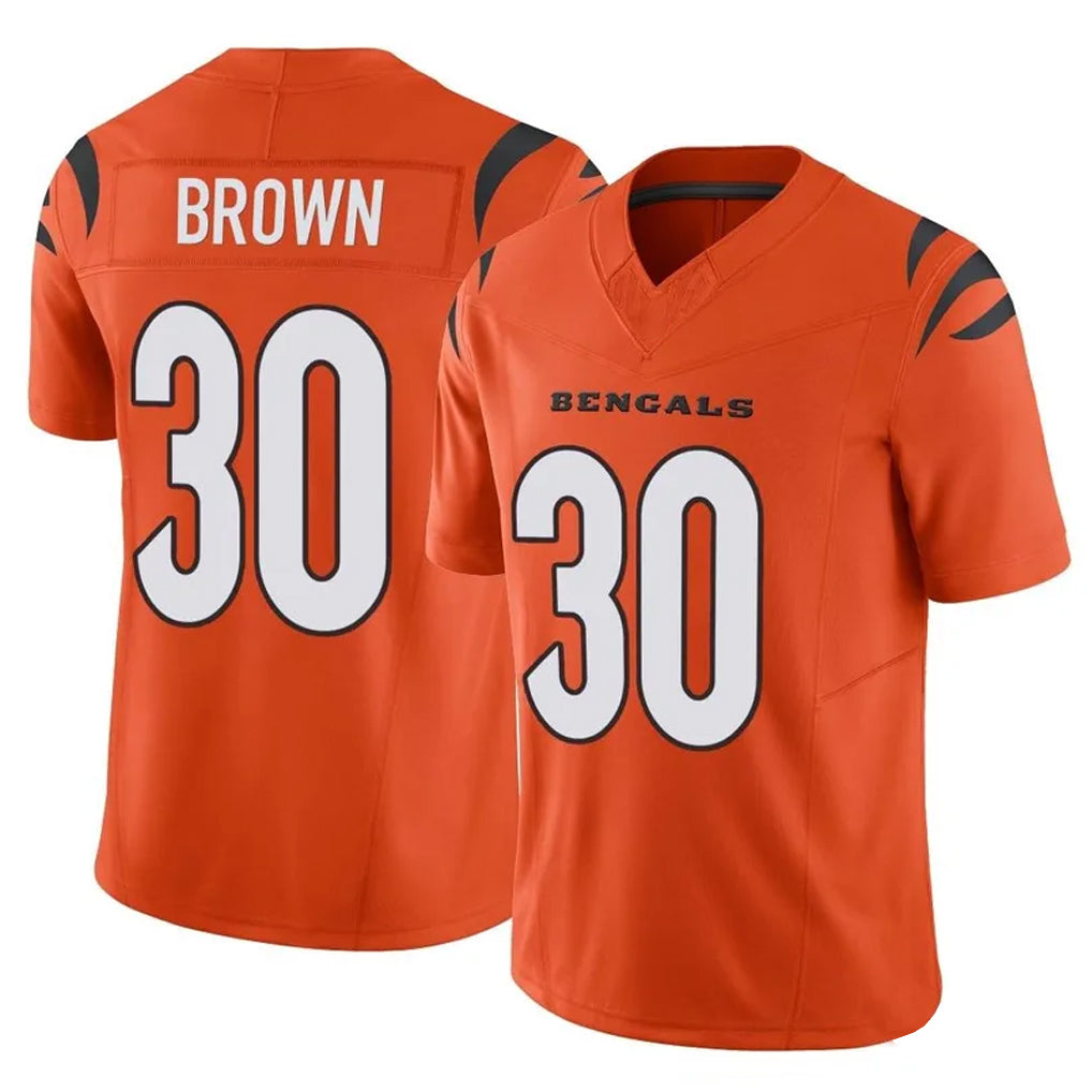 C.Bengals #30 Chase Brown Player Orange Vapor F.U.S.E. Limited Home Game ROCER Stitched Jerseys
