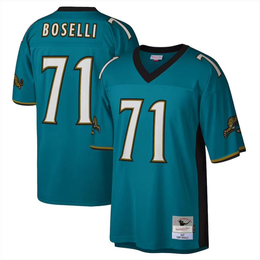 J.Jaguars #71 Tony Boselli Player Teal Mitchell & Ness Legacy Home Game ROCER Stitched Jerseys