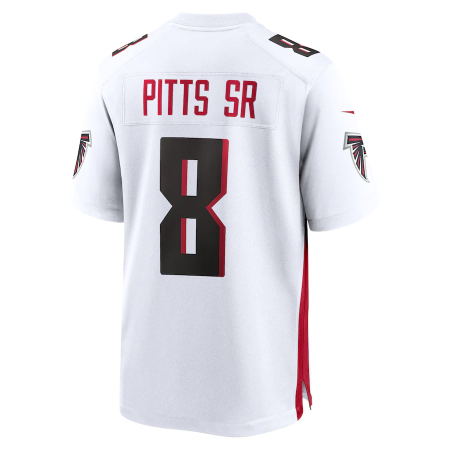 A.Falcons #8 Kyle Pitts Sr. Player White Home Game ROCER Stitched Jerseys