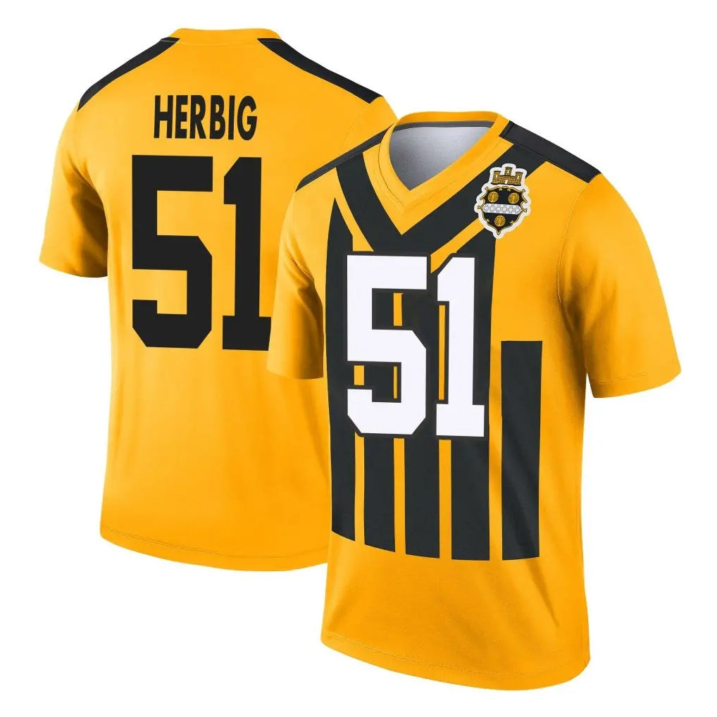 P.Steelers #51 Nick Herbig Player Gold Legend Limited 1933 Throwback Performance Home Game ROCER Stitched Jerseys