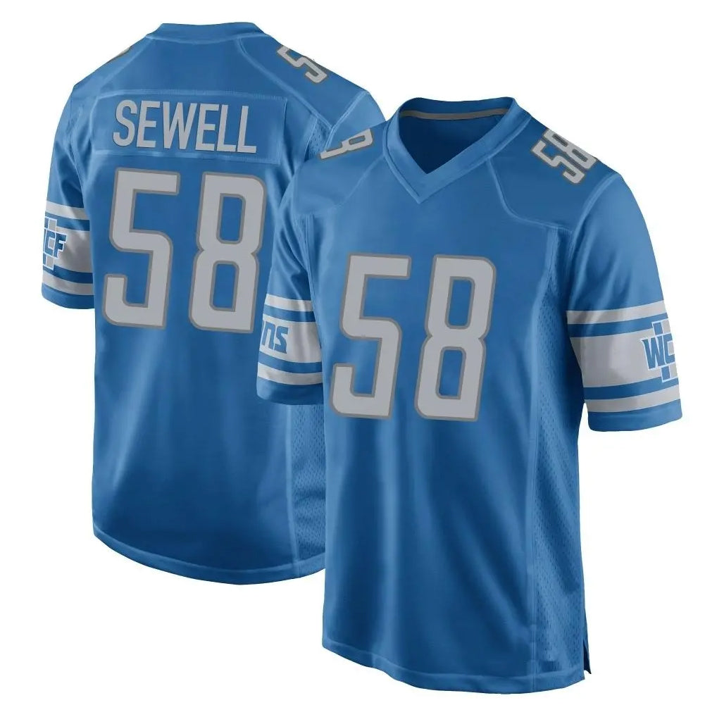 D.Lions #58 Penei Sewell Player Blue Home Game ROCER Stitched Jerseys