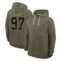 D.Cowboys #97 Kenny Clark Player Olive Salute to Service Pullover Hoodies Limited ROCER Stitched Jerseys