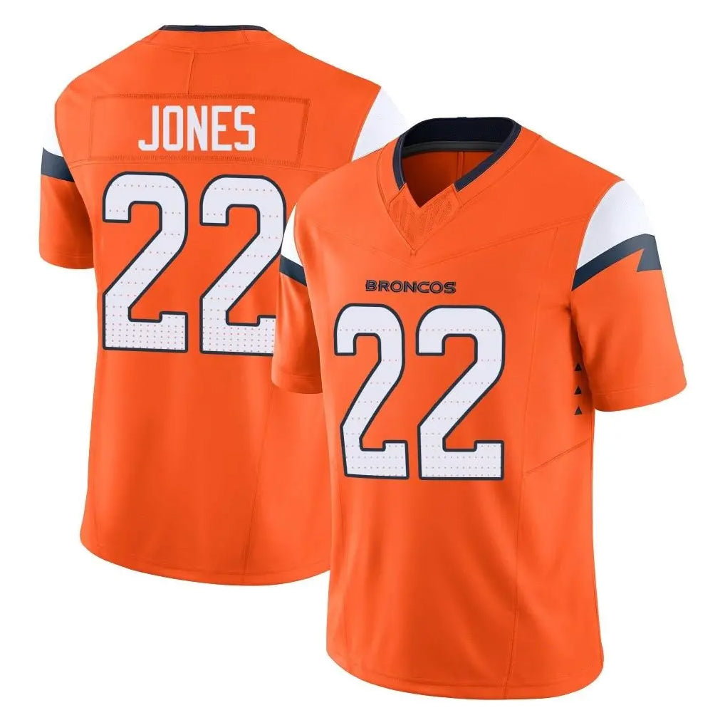 D.Broncos #22 Brandon Jones Player Orange Vapor F.U.S.E. Limited Home Game ROCER Stitched Jerseys