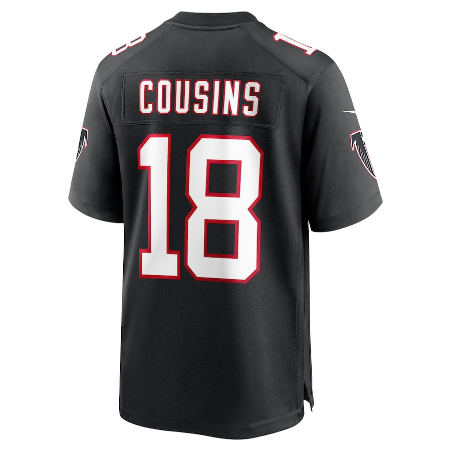 A.Falcons #18 Kirk Cousins Player Black Limited Home Game ROCER Stitched Jerseys