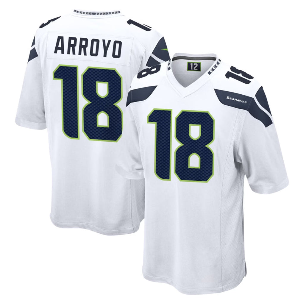 S.Seahawks #18 Elijah Arroyo Player White Home Game ROCER Stitched Jerseys