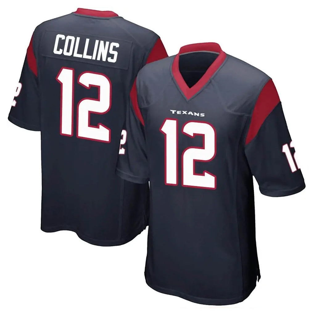 H.Texans #12 Nico Collins Player Navy Home Game ROCER Stitched Jerseys