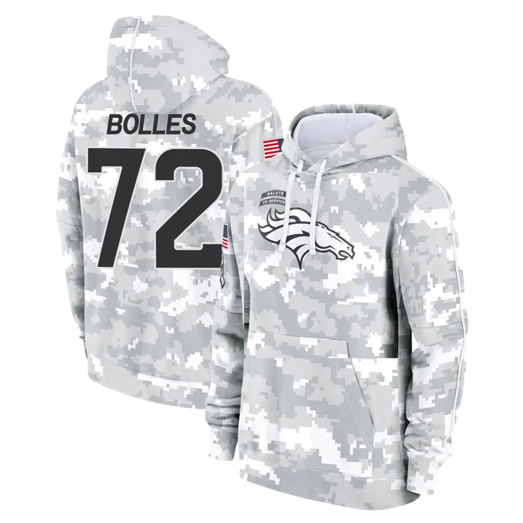 D.Broncos #72 Garett Bolles Player Arctic Camo Salute to Service Hoodies Limited Game ROCER Stitched Jerseys