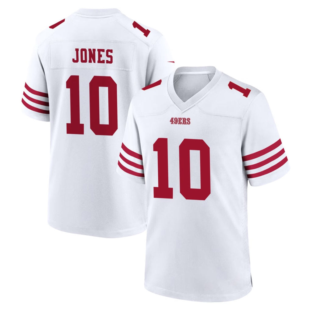 SF.49ers #10 Mac Jones Player White Game Home ROCER Stitched Jerseys