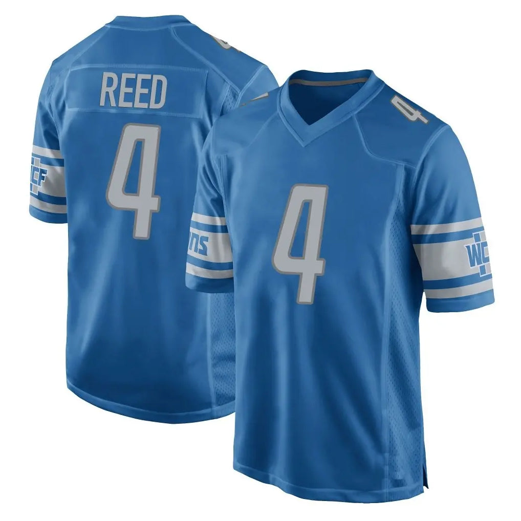 D.Lions #4 D.J. Reed Player Blue Home Game ROCER Stitched Jerseys