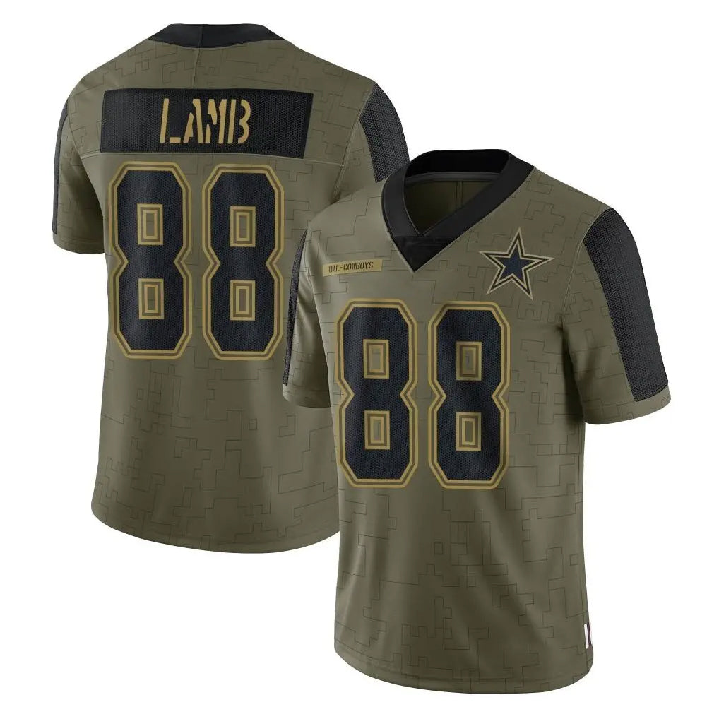 D.Cowboys #88 CeeDee Lamb Player Olive Salute to Service Limited Home Game ROCER Stitched Jerseys