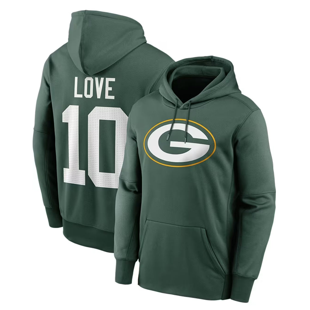 GB.Packers #10 Jordan Love Player Green Pullover Hoodies Limited ROCER Stitched Jerseys