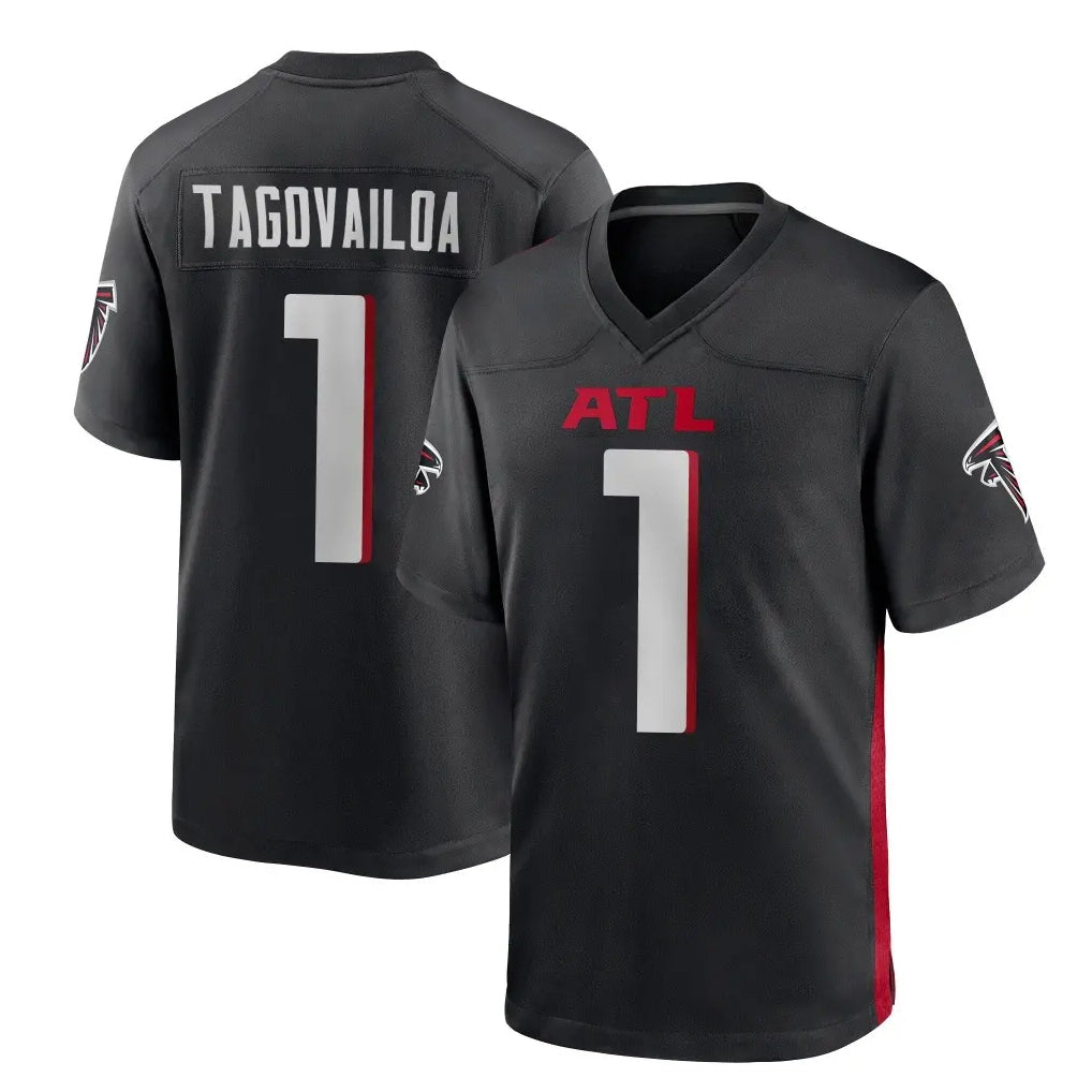 A.Falcons #1 Tua Tagovailoa Player Black Home Game ROCER Stitched Jerseys