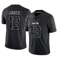 S.Seahawks #13 Ernest Jones IV Player Black Limited Reflective Home Game ROCER Stitched Jerseys