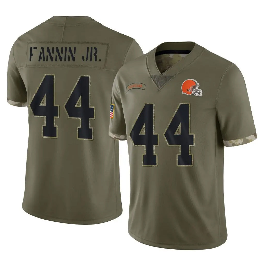 C.Browns #44 Harold Fannin Jr. Player Olive Salute to Service Limited Game ROCER Stitched Jerseys