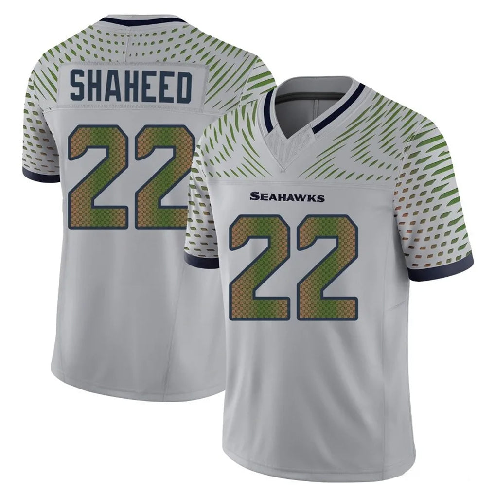 S.Seahawks #22 Rashid Shaheed Player Grey Limited 2025 Rivalries Collection Home Game ROCER Stitched Jerseys