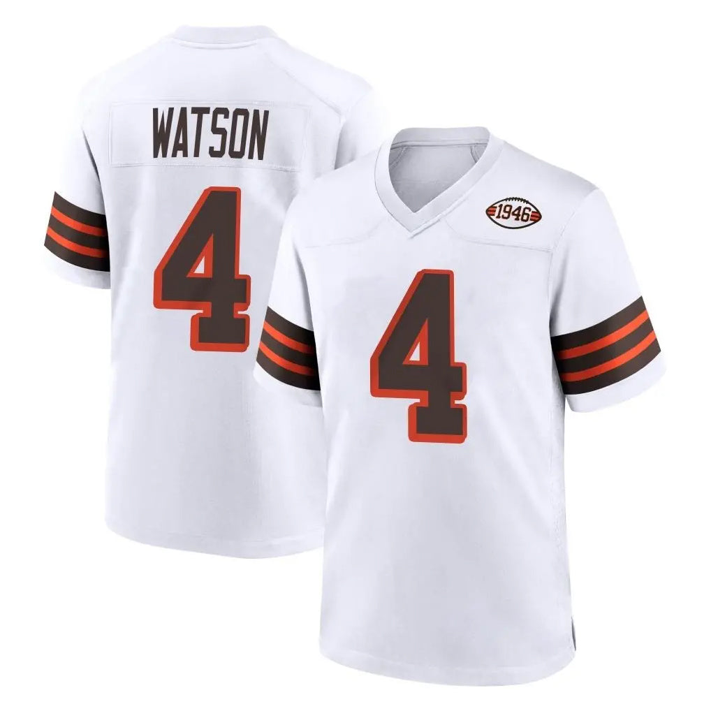 C.Browns #4 Deshaun Watson Player White Alternate Home Game ROCER Stitched Jerseys