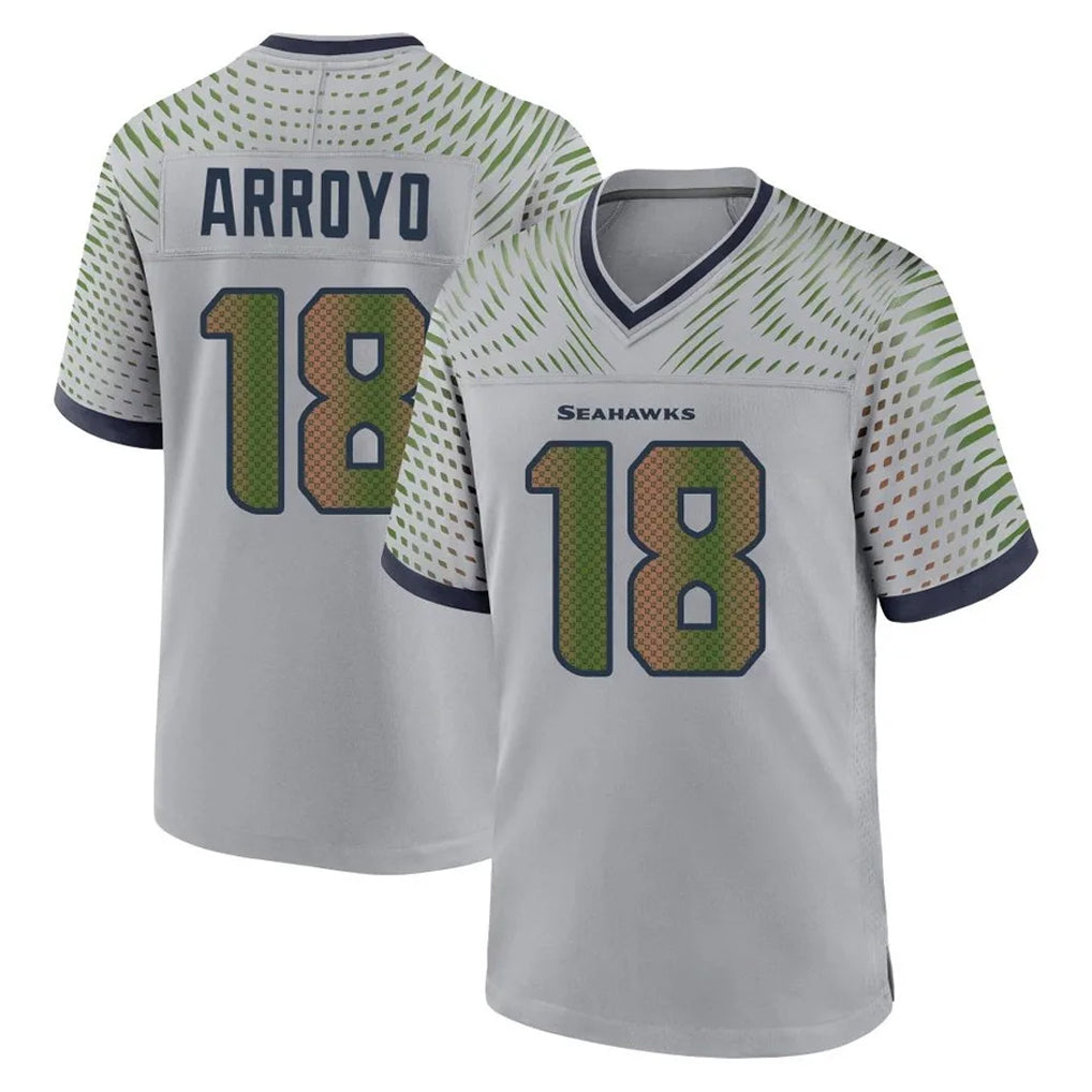 S.Seahawks #18 Elijah Arroyo Player Grey 2025 Rivalries Collection Home Game ROCER Stitched Jerseys