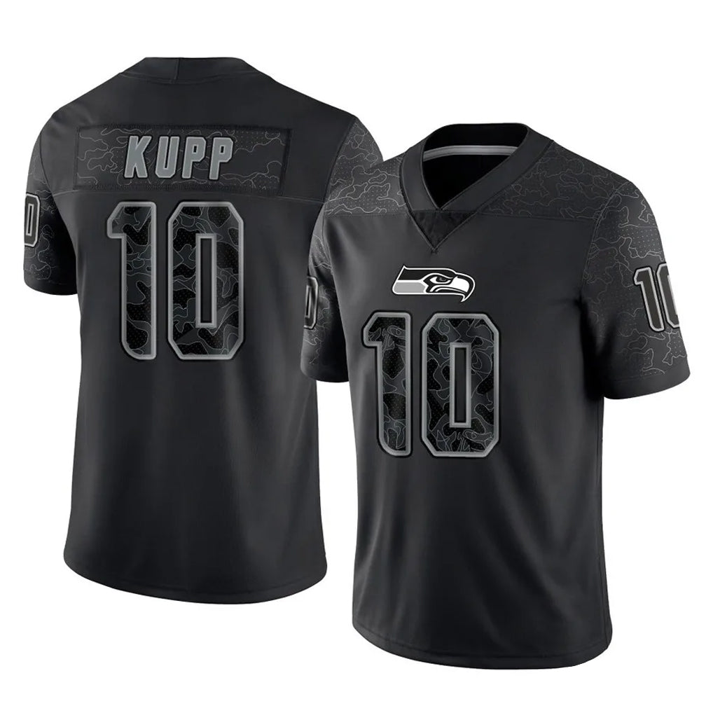 S.Seahawks #10 Cooper Kupp Player Black Limited Reflective Home Game ROCER Stitched Jerseys