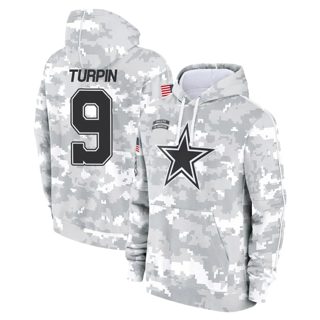 D.Cowboys #9 KaVontae Turpin Player Arctic Camo Salute to Service Hoodies Limited Game ROCER Stitched Jerseys
