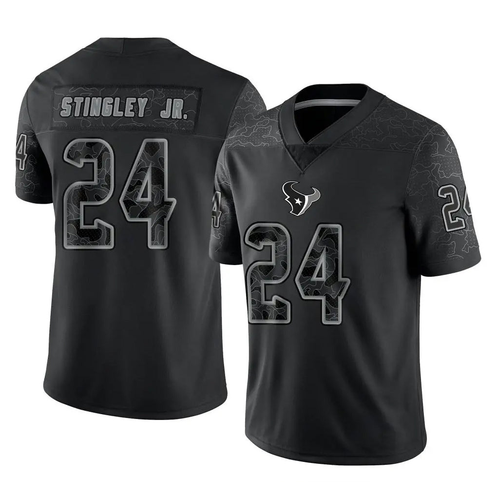 H.Texans #24 Derek Stingley Jr. Player Black Reflective Limited Game ROCER Stitched Jerseys