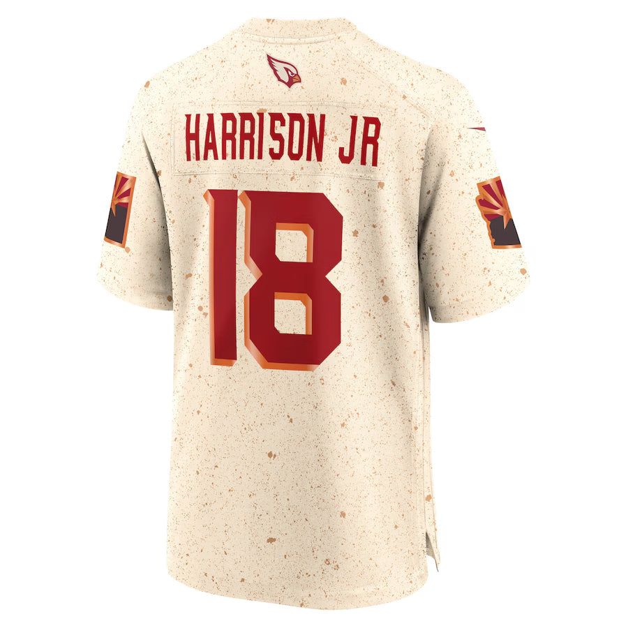 A.Cardinals #18 Marvin Harrison Jr. Player Cream Rivalries Collection Game ROCER Stitched Jerseys