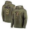 A.Falcons #9 Michael Penix Jr. Player Olive Salute to Service Club Fleece Hoodie ROCER Stitched Jerseys
