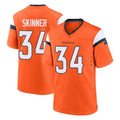 D.Broncos #34 JL Skinner Player Orange Home Game ROCER Stitched Jerseys