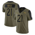D.Broncos #21 Riley Moss Player Olive Salute To Service Limited Game ROCER Stitched Jerseys