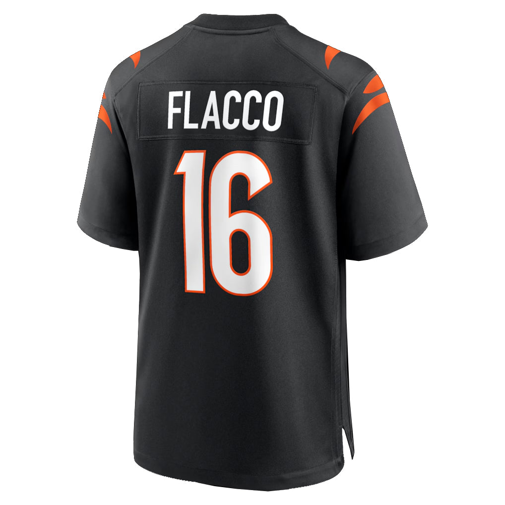C.Bengals #16 Joe Flacco Player Black Home Game ROCER Stitched Jerseys