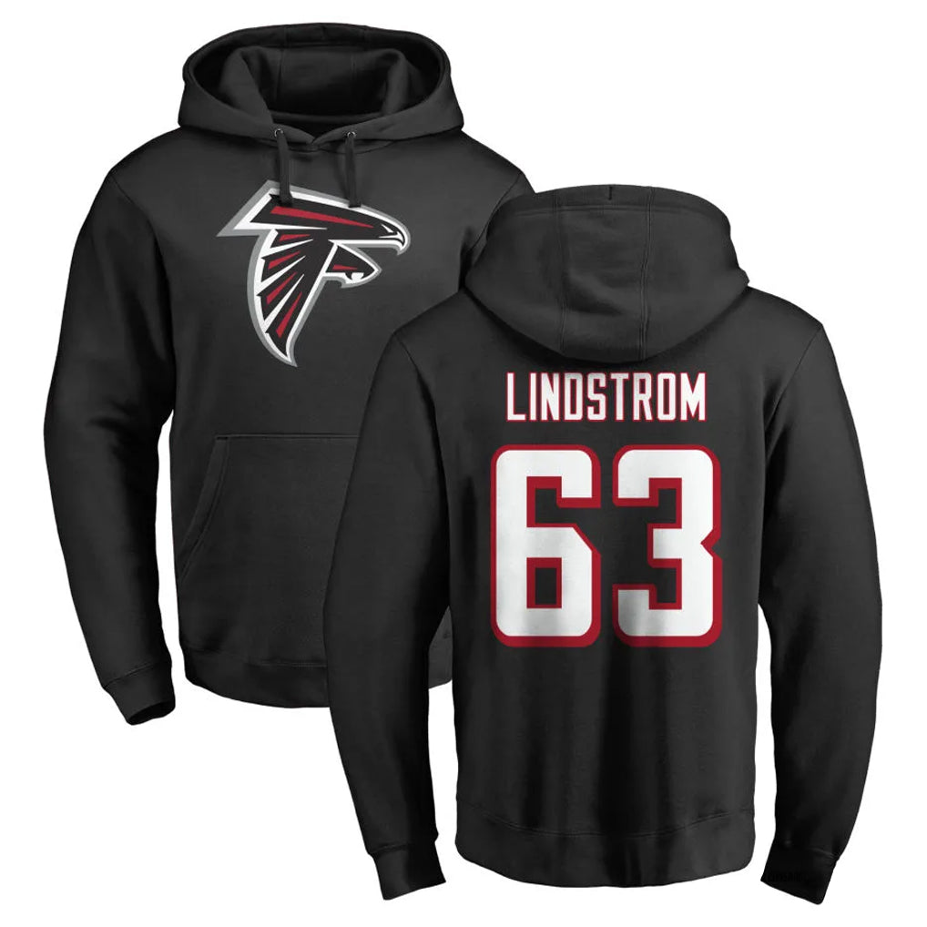 A.Falcons #63 Chris Lindstrom Player Black Salute to Service Hoodies ROCER Stitched Jerseys