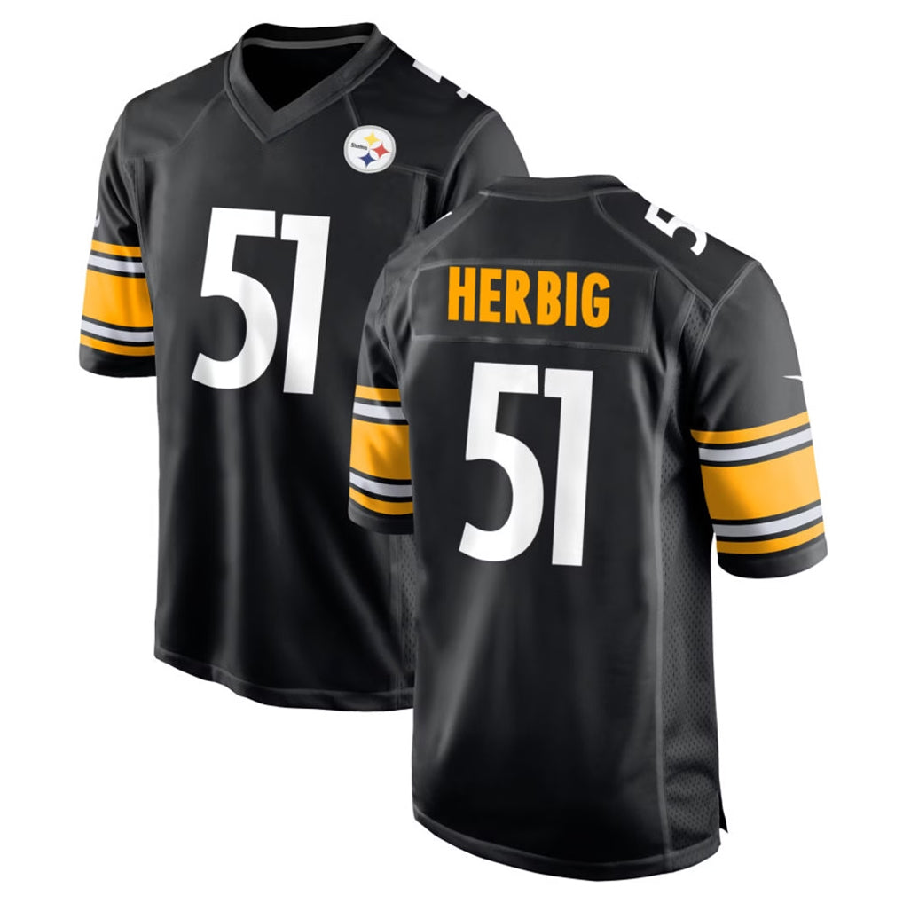 P.Steelers #51 Nick Herbig Player Black Home Game ROCER Stitched Jerseys