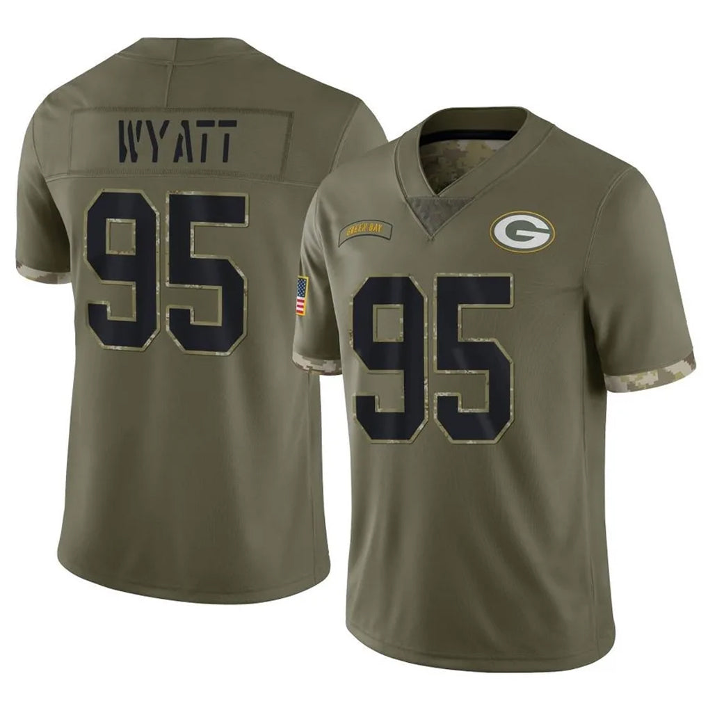 GB.Packers #95 Devonte Wyatt Player Olive Salute To Service Limited ROCER Stitched Jerseys