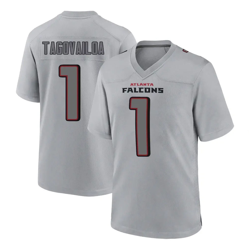 A.Falcons #1 Tua Tagovailoa Player Gray Fashion Home Game ROCER Stitched Jerseys