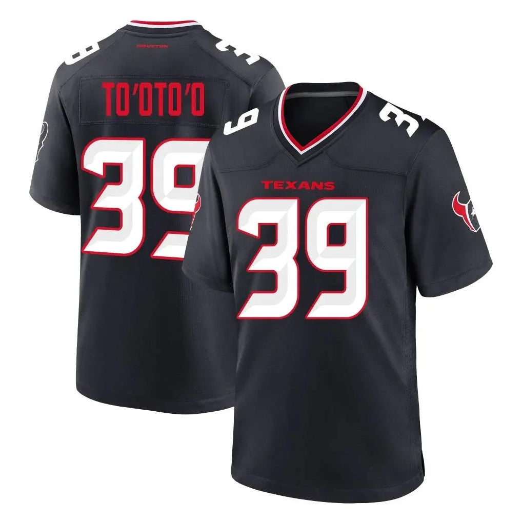 H.Texans #39 Henry To'oTo'o Player Navy Team Home Game ROCER Stitched Jerseys
