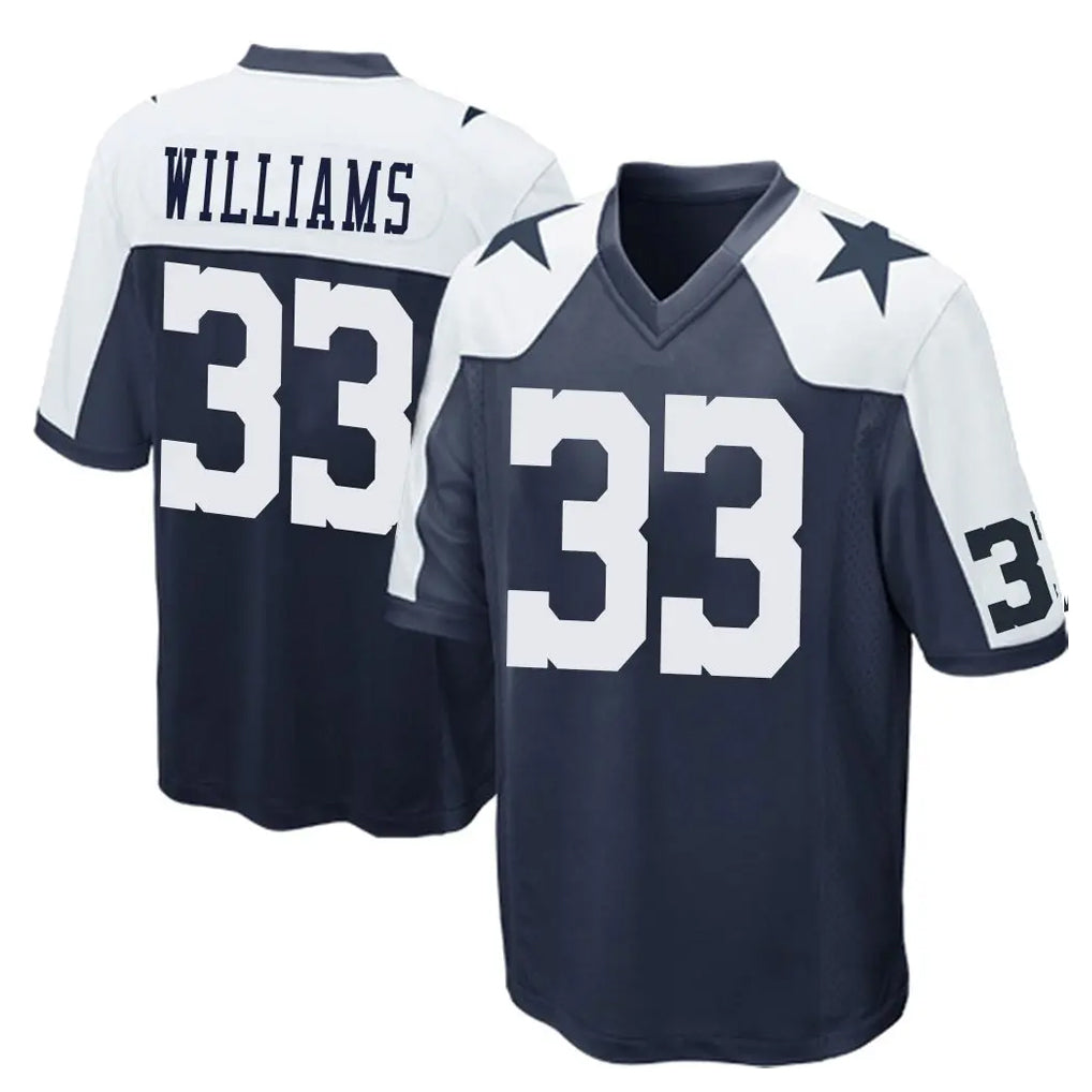 D.Cowboys #33 Javonte Williams Player Navy-White Alternate Home Game ROCER Stitched Jerseys