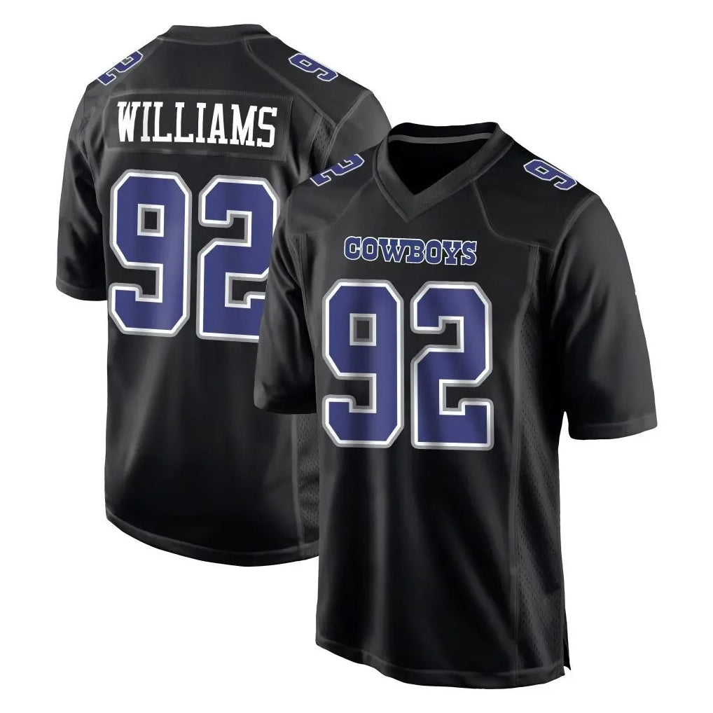D.Cowboys #92 Quinnen Williams Player Carbon Black Fashion Home Game ROCER Stitched Jerseys