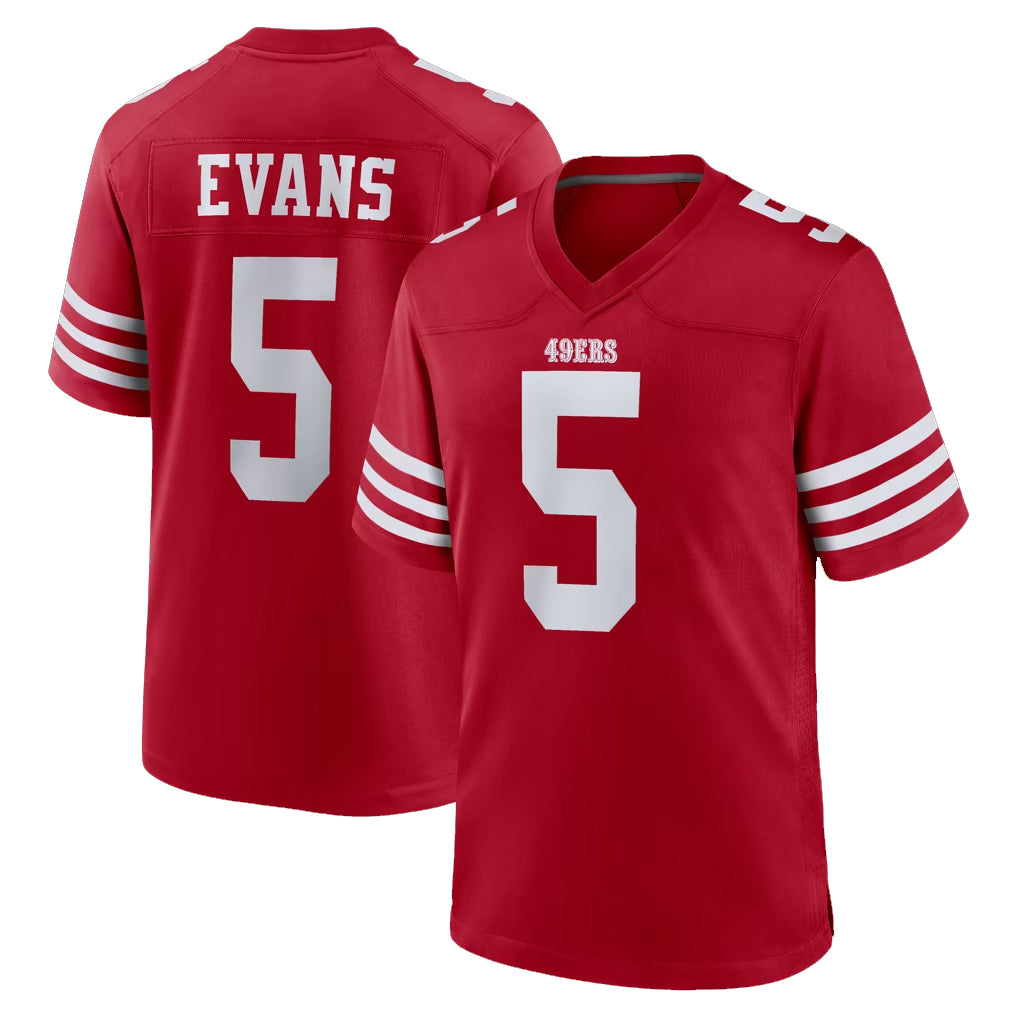 SF.49ers #5 Mike Evans Player Red Game Home ROCER Stitched Jerseys