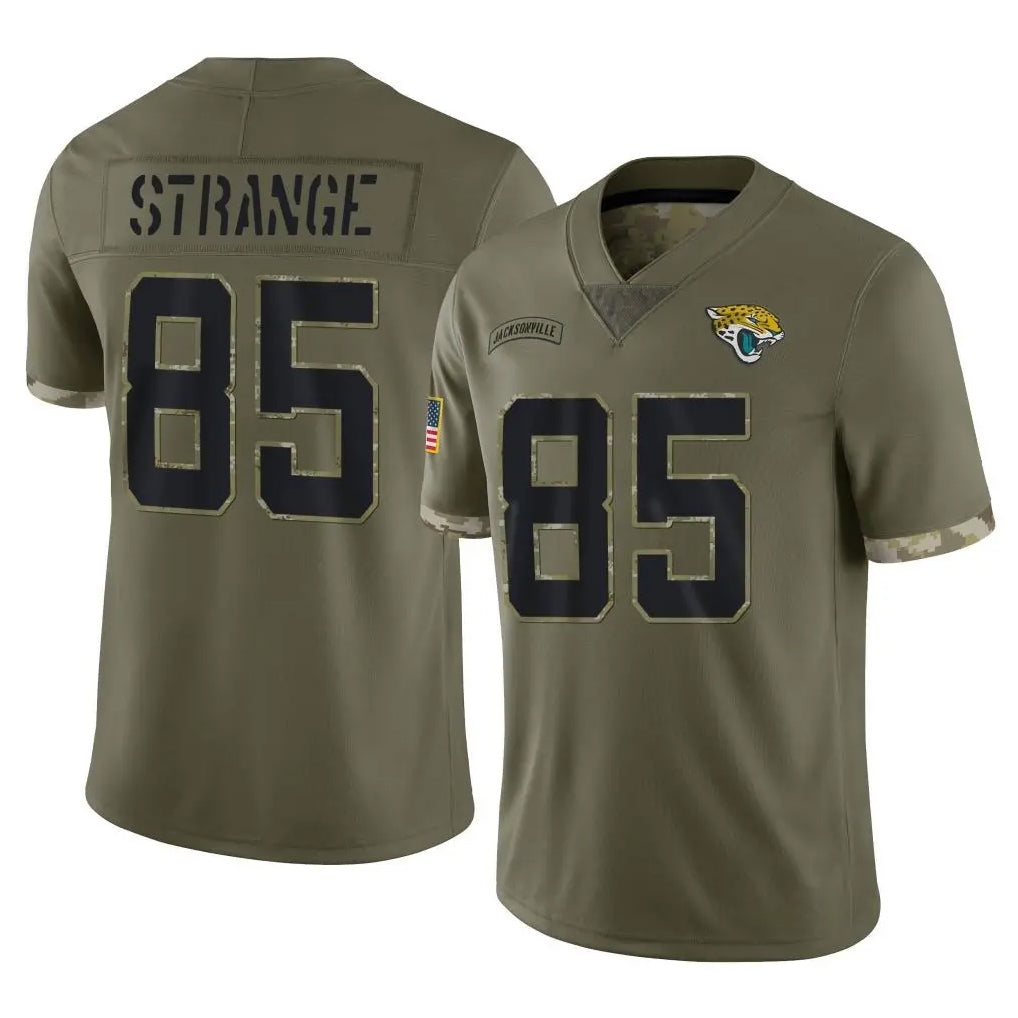 J.Jaguars #85 Brenton Strange Player Olive Salute To Service Limited ROCER Stitched Jerseys