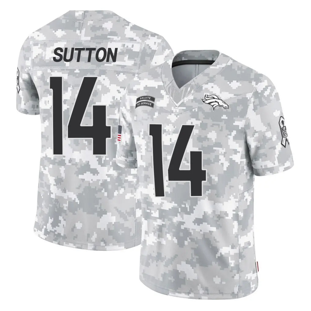 D.Broncos #14 Courtland Sutton Player Arctic Camo Salute To Service Limited ROCER Stitched Jerseys