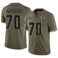 A.Falcons #70 Jake Matthews Player Olive Salute To Service Limited ROCER Stitched Jerseys