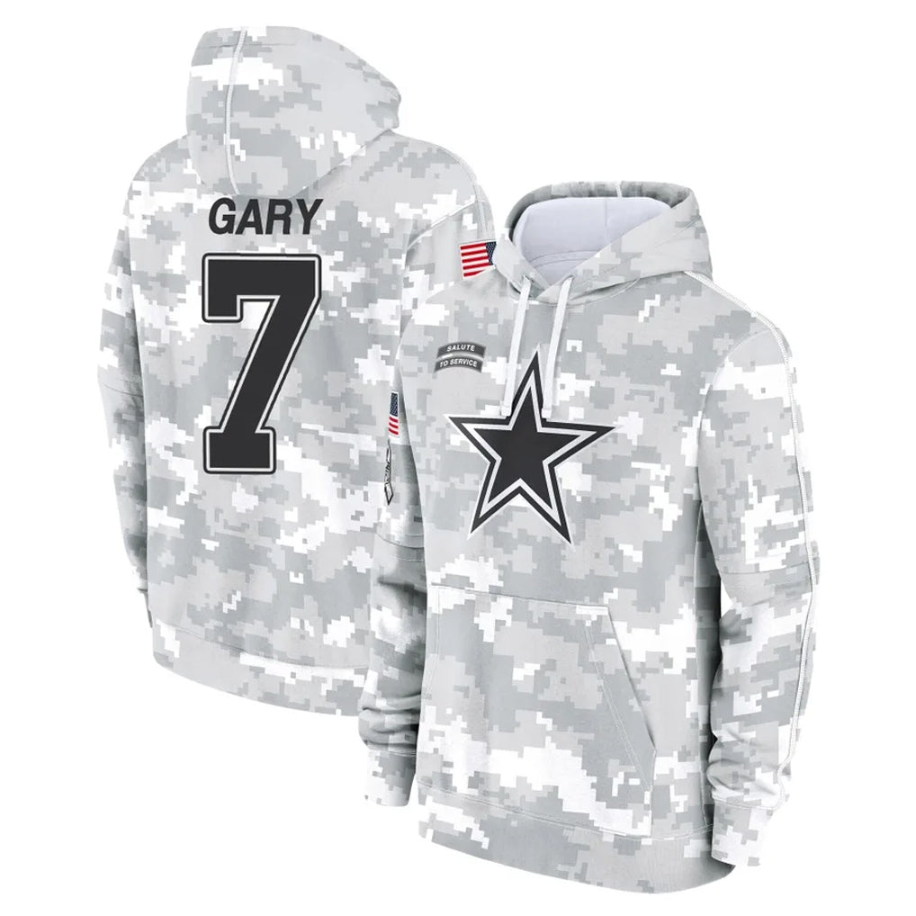 D.Cowboys #7 Rashan Gary Player Arctic Camo Salute to Service Hoodies Limited Game ROCER Stitched Jerseys
