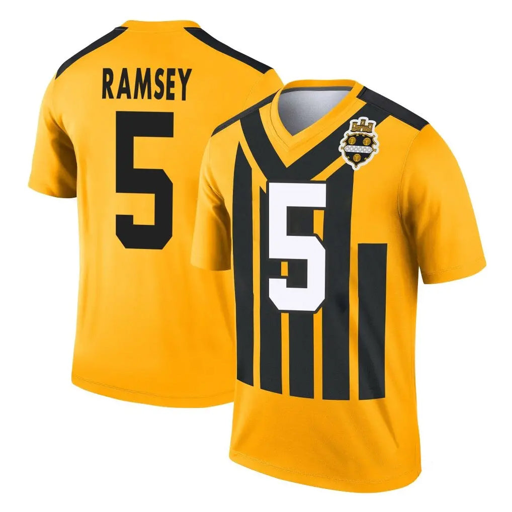 P.Steelers #5 Jalen Ramsey Player Gold Legend Limited 1933 Throwback Performance Home Game ROCER Stitched Jerseys