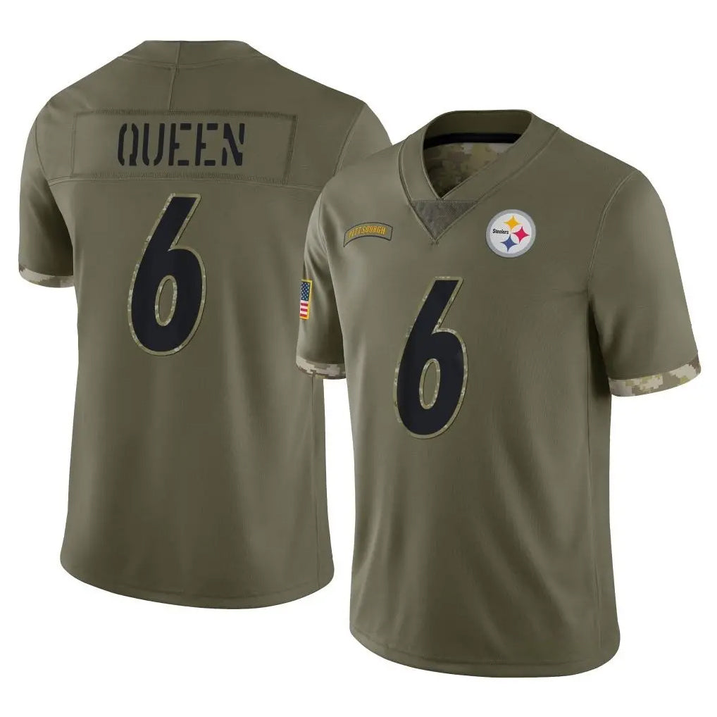 P.Steelers #6 Patrick Queen Player Olive Limited Salute To Service Home Game ROCER Stitched Jerseys