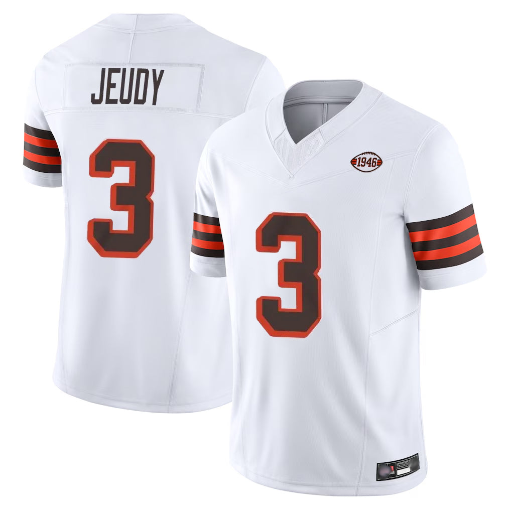 C.Browns #3 Jerry Jeudy Player White Limited Vapor F.U.S.E. Alternate Game ROCER Stitched Jerseys