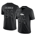 D.Broncos #34 JL Skinner Player Black Reflective Limited ROCER Stitched Jerseys