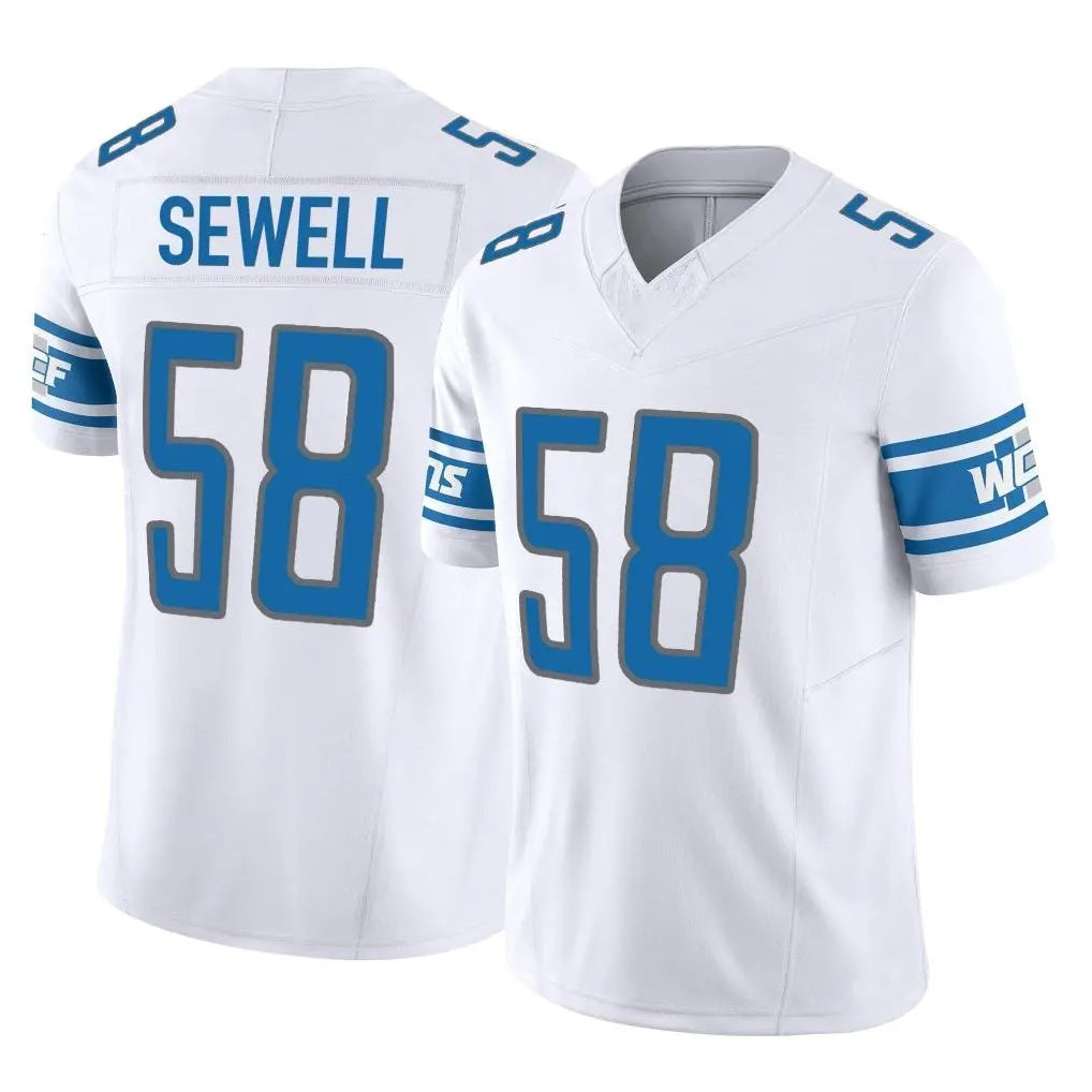 D.Lions #58 Penei Sewell Player White Vapor F.U.S.E. Limited Home Game ROCER Stitched Jerseys