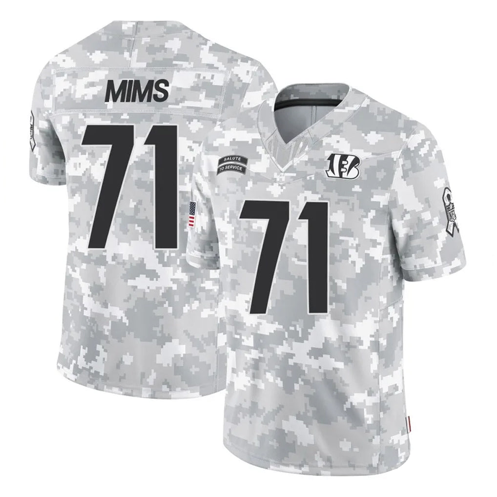 C.Bengals #71 Amarius Mims Player Arctic Camo Salute to Service Limited ROCER Stitched Jerseys