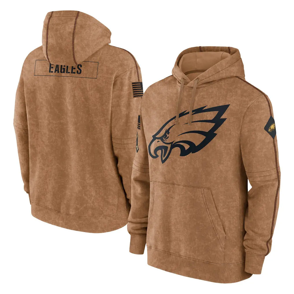 P.Eagles ## Eagles Blank Player Brown Salute to Service Pullover Hoodies Limited Game ROCER Stitched Jerseys