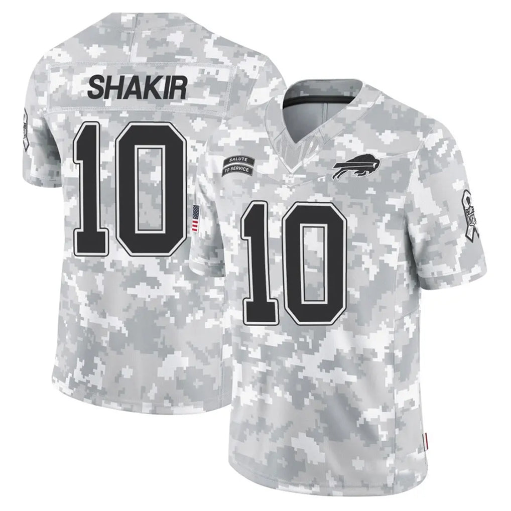 B.Bills #10 Khalil Shakir Player Arctic Camo Salute to Service Limited ROCER Stitched Jerseys