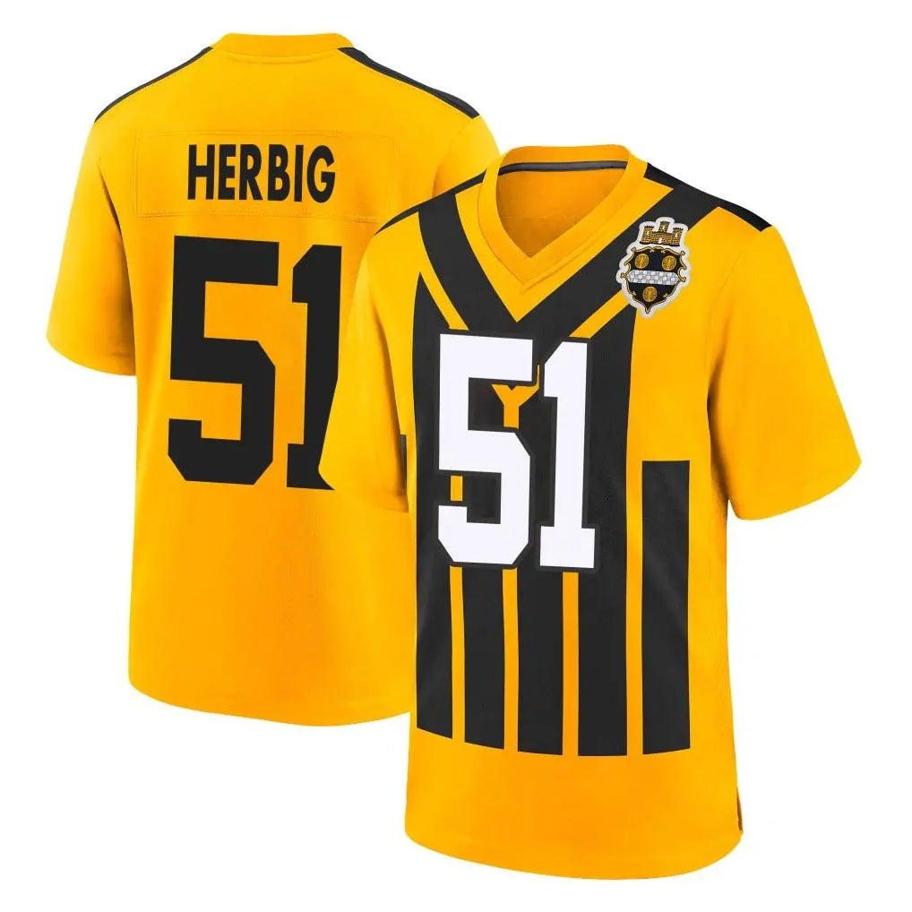 P.Steelers #51 Nick Herbig Player Gold Limited 1933 Throwback Home Game ROCER Stitched Jerseys